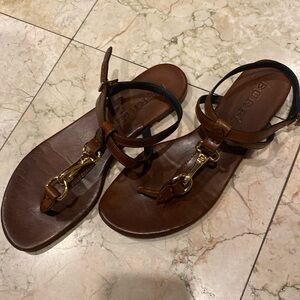 Burberry women’s leather sandals with gold hardware size 40